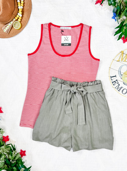 Libby Linen Shorts - Olive - Summer Sale
