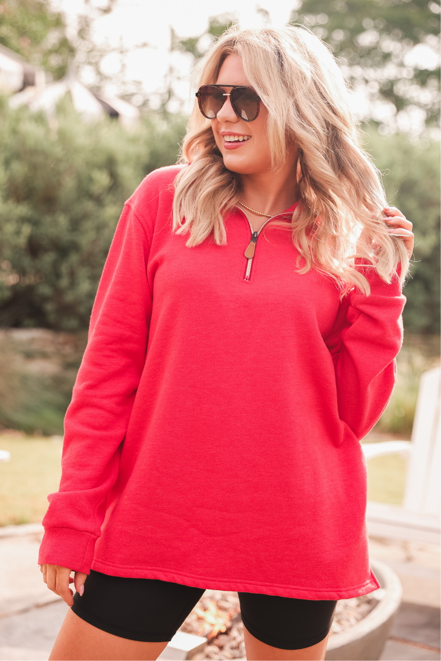 Miley Quarter Zip - Red Pullover