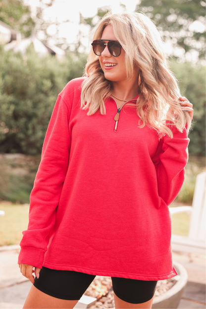 Miley Quarter Zip - Red Pullover