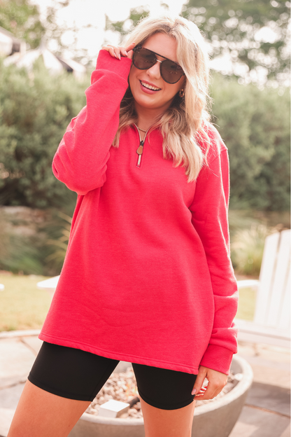 Miley Quarter Zip - Red Pullover