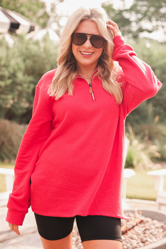 Miley Quarter Zip - Red Pullover