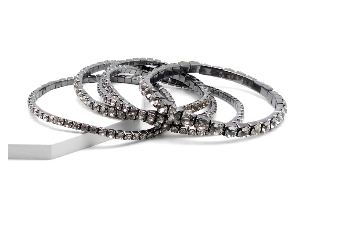Twilight Veil - Hematite 5 Piece Bracelet Set