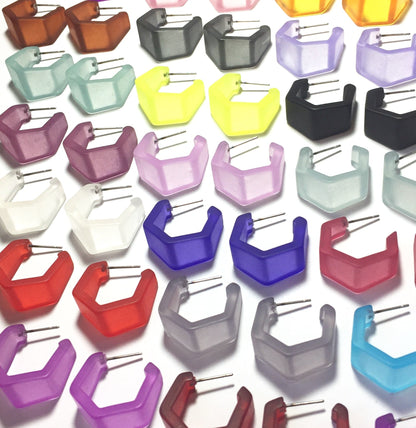 Hexagon Geo Frosted Hoop Earrings - Leetie Lovendale
