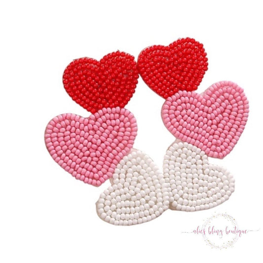 All My Love Red/Pink/White Earrings - Sale-Shop Alies Boutique