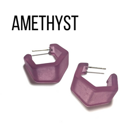 Hexagon Geo Frosted Hoop Earrings - Leetie Lovendale