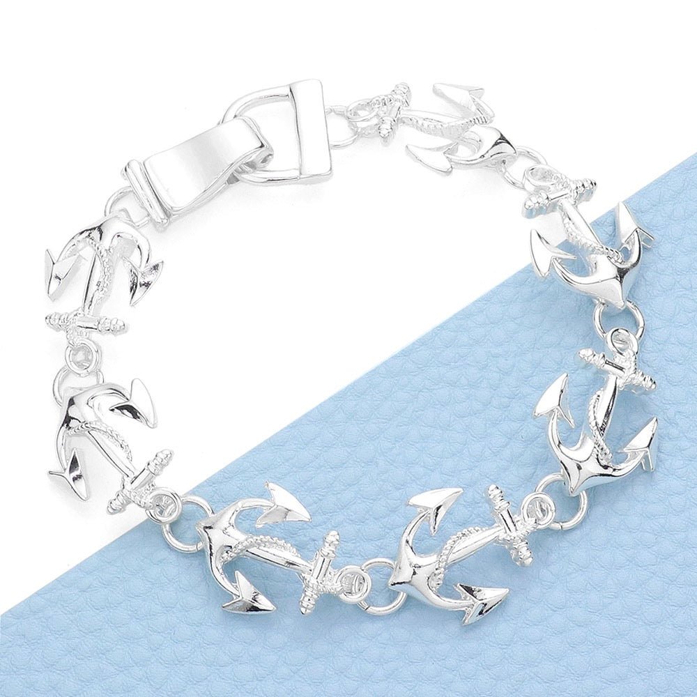 Anchored To You – Silver Nautical Anchor Link Magnetic Bracelet - Shop Alies Bouutique