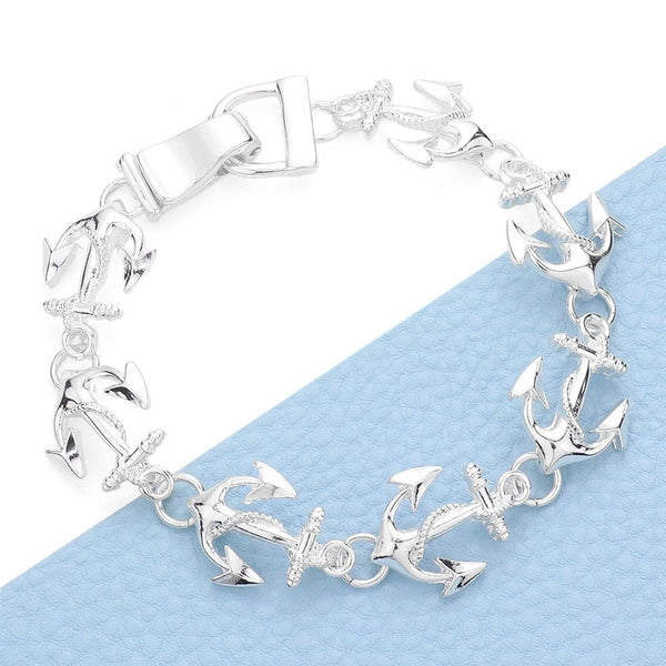 Anchored To You – Silver Nautical Anchor Link Magnetic Bracelet