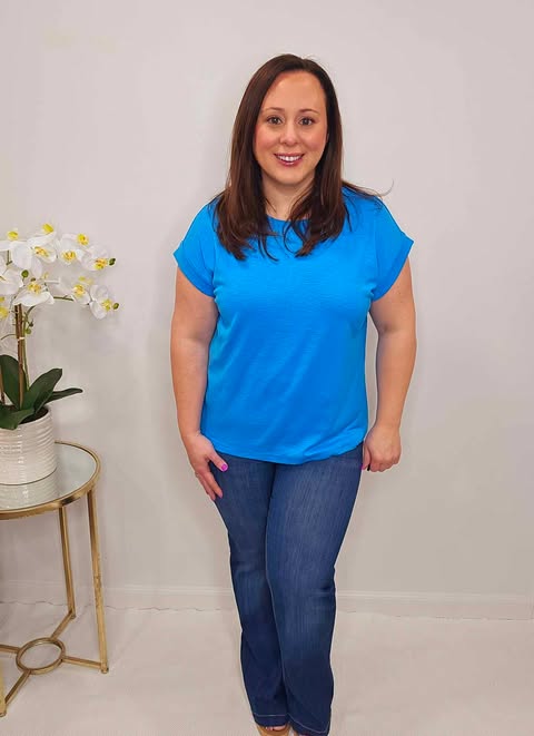 Anything But Basic - Blue Rolled Sleeve T-Shirt - WW - Alie's Boutique - Shop Alies Boutique