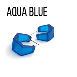 Hexagon Geo Frosted Hoop Earrings - Leetie Lovendale