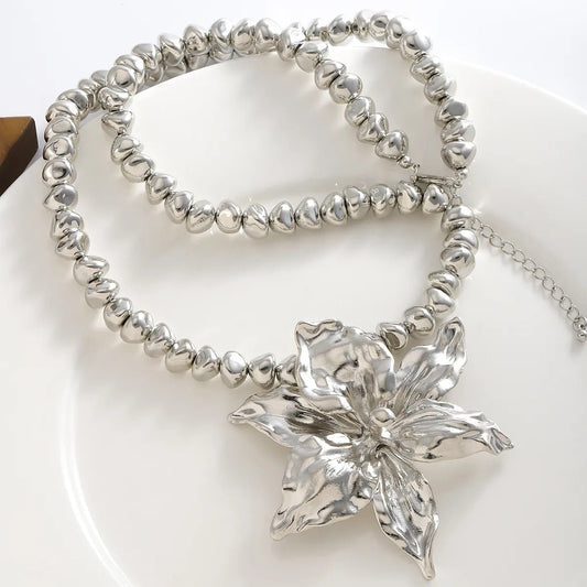Arctic Fleur - Silver Necklace-Shop Alies Boutique