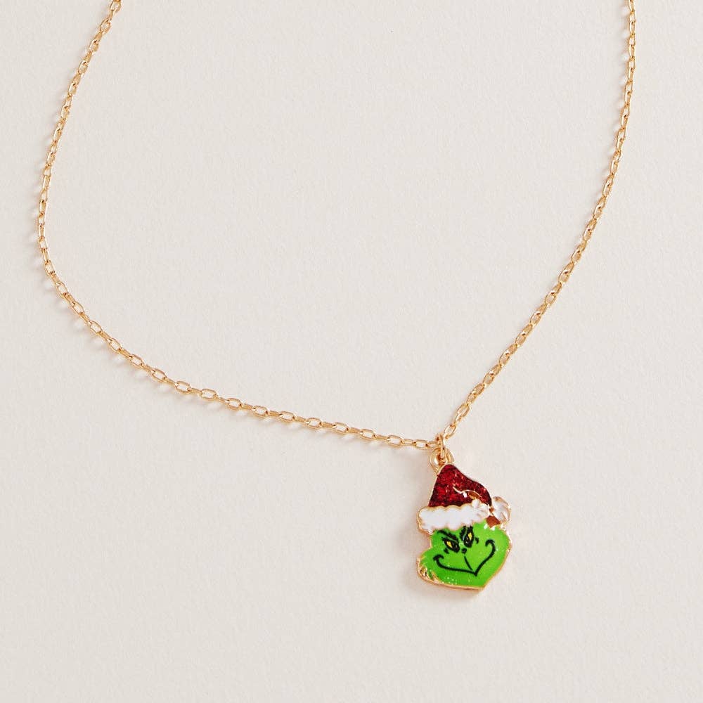 Merry Mischief Necklace – Glitter Green Monster Holiday Pendant - Alie's Boutique