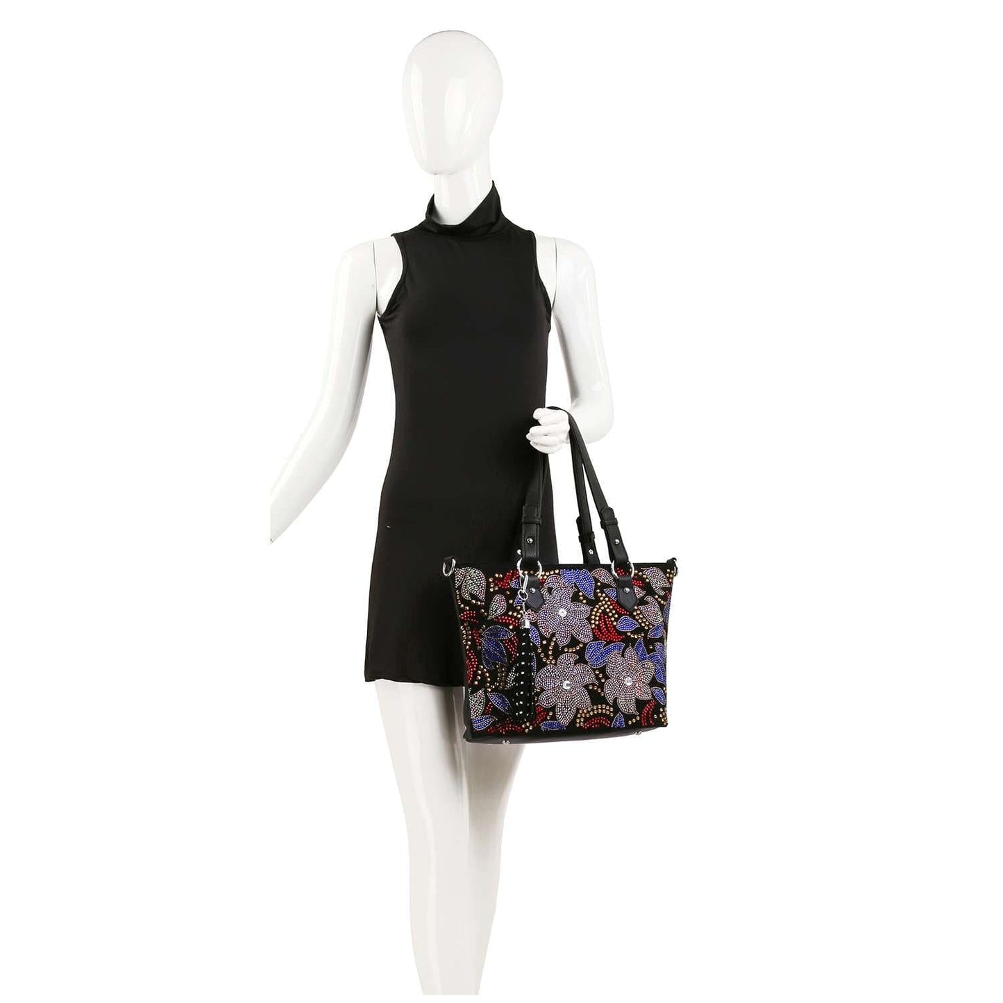 Vivid Elegance - Colorful Rhinestone Tote Handbag