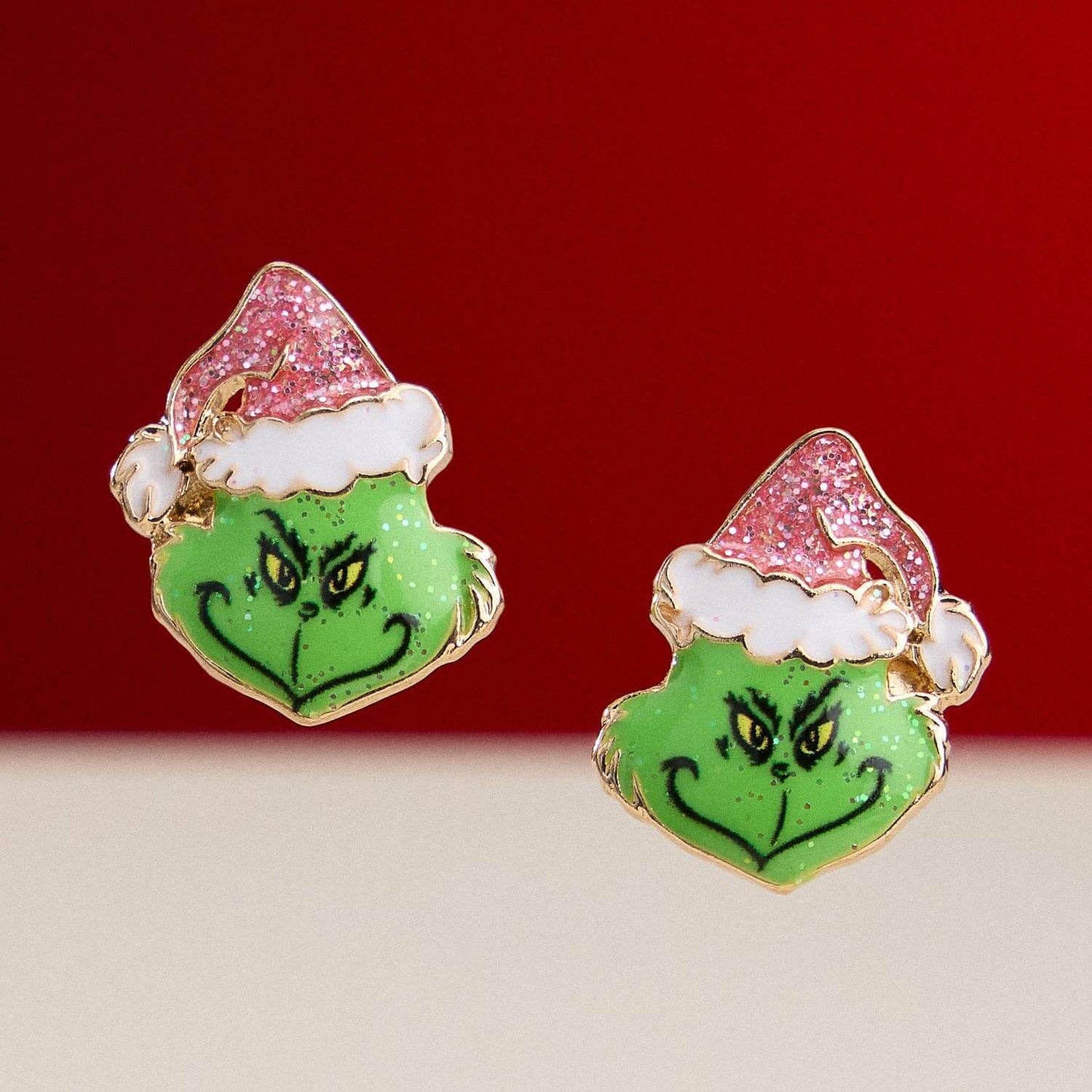 Cheeky Cheer Studs – Pink/Green Monster Holiday Earrings - Alie's Boutique