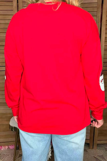 Sequin Santa Christmas Pullover - Red