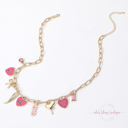 Be Mine Gold Charm Necklace - Sale-Shop Alies Boutique