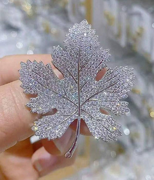Maple Leaf Rhinestone Brooch