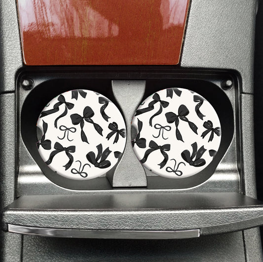 Black Bow Coquette Car Coasters