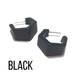 Hexagon Geo Frosted Hoop Earrings - Leetie Lovendale
