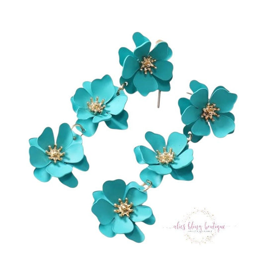 Blossom Cascade - Blue Earrings - Sale-Shop Alies Boutique