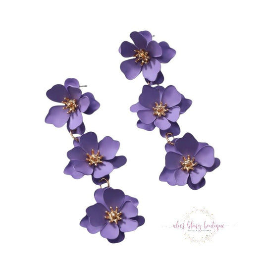 Blossom Cascade - Purple Earrings - Sale-Shop Alies Boutique