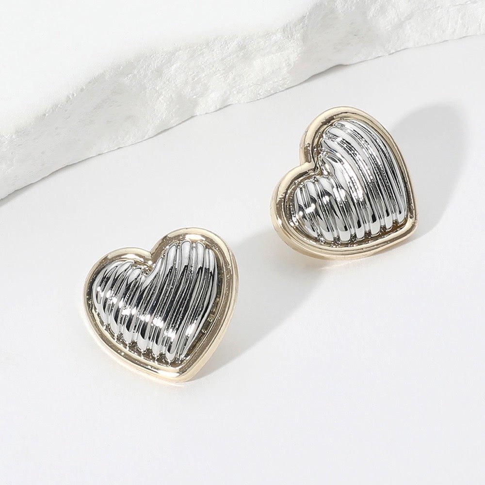 Boldly Yours - 14k Gold Dipped Two Tone Earrings-Shop Alies Boutique