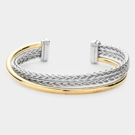 Braided Balance - Two Tone Bracelet-Shop Alies Boutique