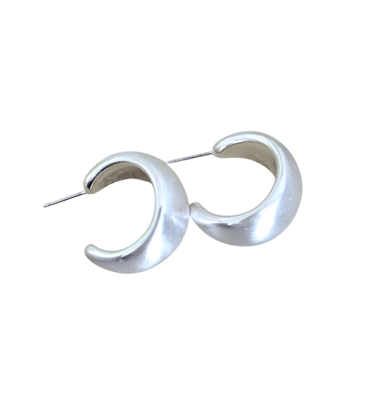 Brushed Aura - Brushed Metal Silver Hoop Earring - Shop Alies Bouutique