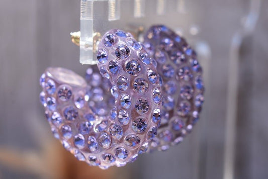 Bubbly Intentions - Purple Lucite Rhinestone Hoop Earrings - Shop Alies Bouutique