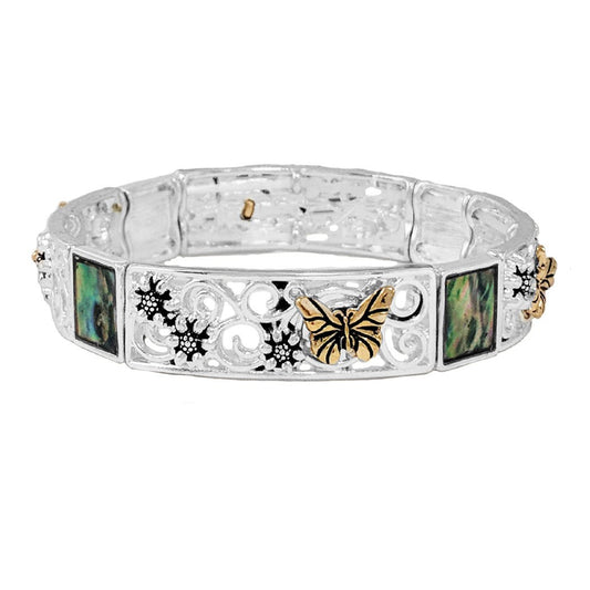 Butterfly Garden - Abalone Stretch Bracelet-Shop Alies Boutique