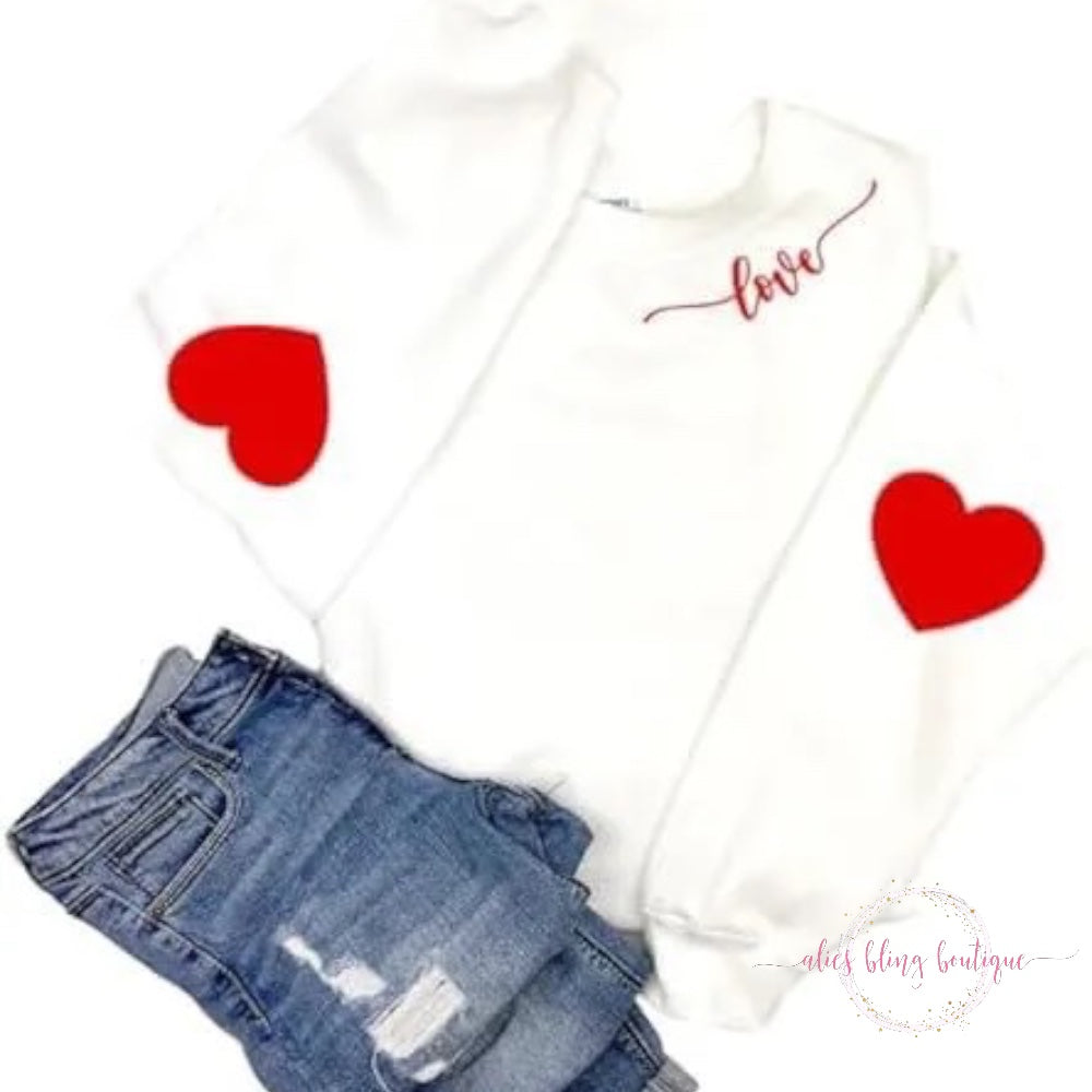 Wear Your Heart On Your Sleeve - White Sweatshirt - Alies Bling Bar