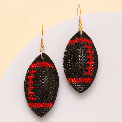 Two-Tone Rhinestone Pave Football Dangle Earrings: Blue - Shop Alies Bouutique