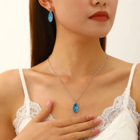 Celestial Dream - Blue Necklace & Earrings Set - Sale-Shop Alies Boutique