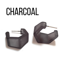 Hexagon Geo Frosted Hoop Earrings - Leetie Lovendale