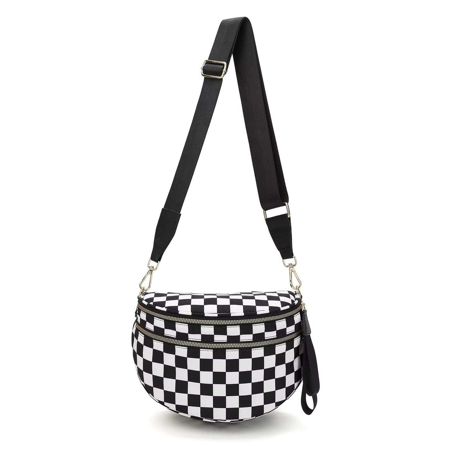 Check Me Out - Black and White Checkered Bum Crossbody Belt Bag-Shop Alies Boutique