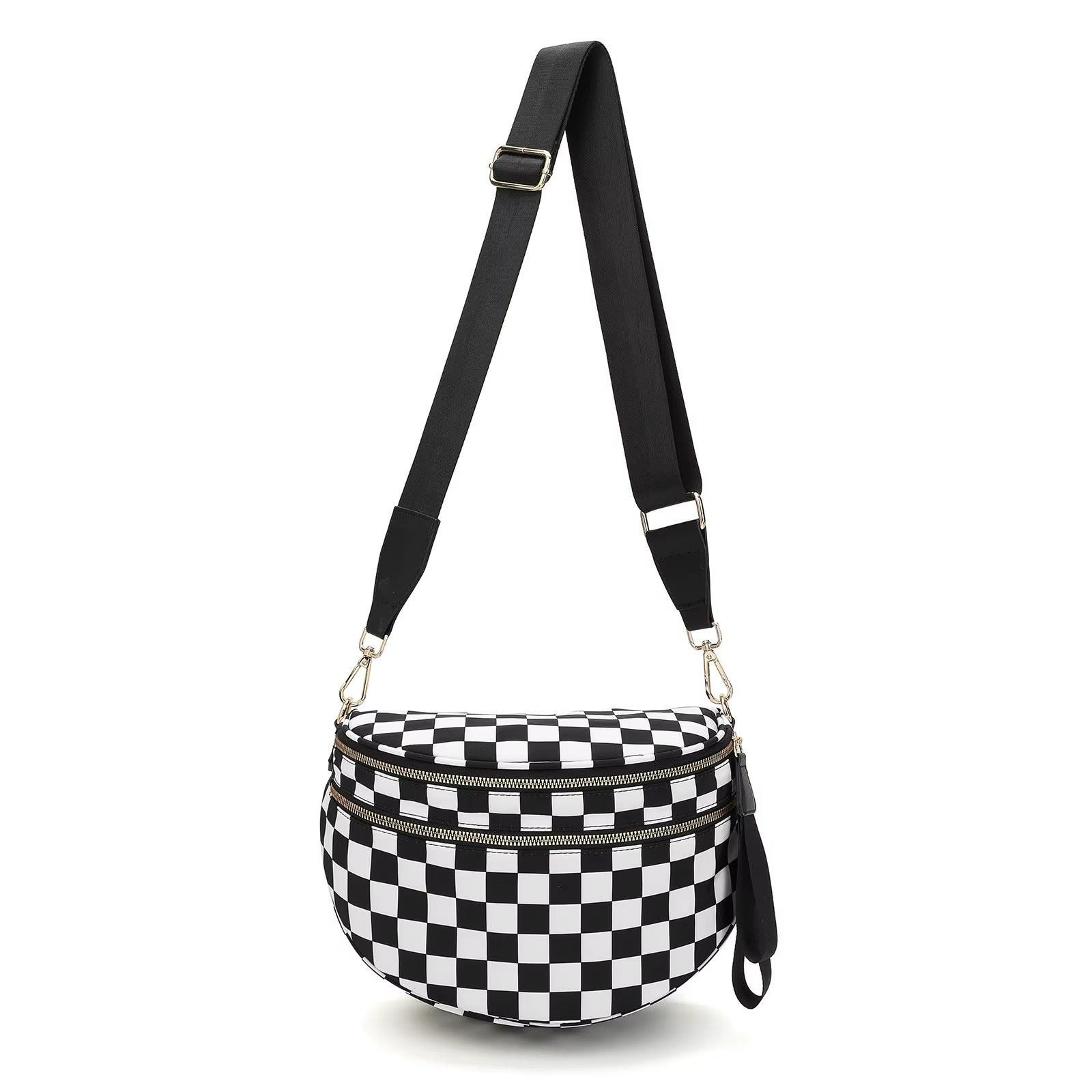 Check Me Out - Black and White Checkered Bum Crossbody Belt Bag-Shop Alies Boutique