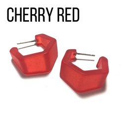 Hexagon Geo Frosted Hoop Earrings - Leetie Lovendale