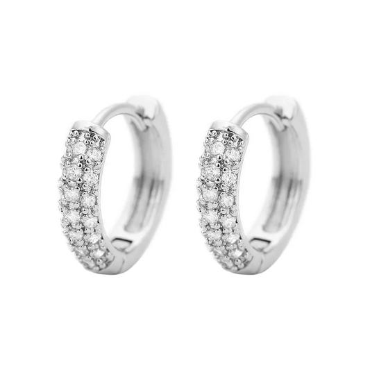 Chic Sparkle - White Hoop Earrings-Shop Alies Boutique