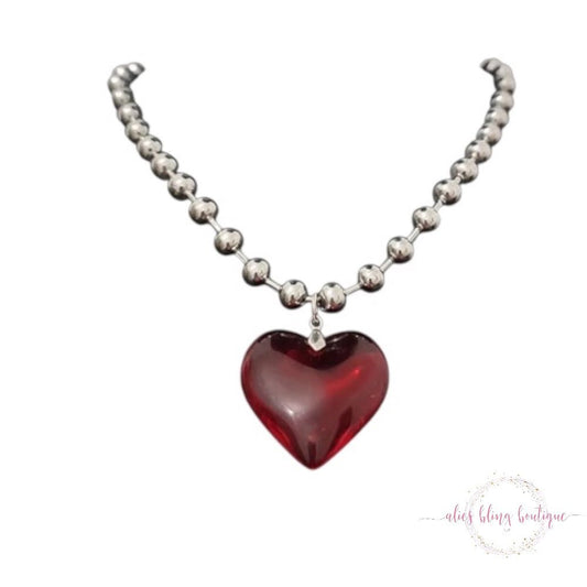 Clear Affection Stainless Steel Necklace in Red - Sale - Alies Bling Boutique - Shop Alies Boutique