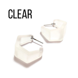Hexagon Geo Frosted Hoop Earrings - Leetie Lovendale