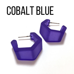 Hexagon Geo Frosted Hoop Earrings - Leetie Lovendale