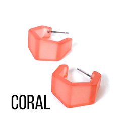 Hexagon Geo Frosted Hoop Earrings - Leetie Lovendale