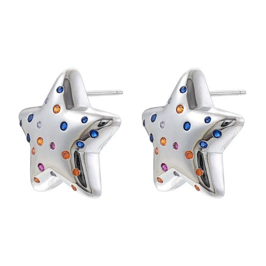 Cosmic Twinkle - Silver Stud Earrings-Shop Alies Boutique