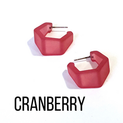 Hexagon Geo Frosted Hoop Earrings - Leetie Lovendale