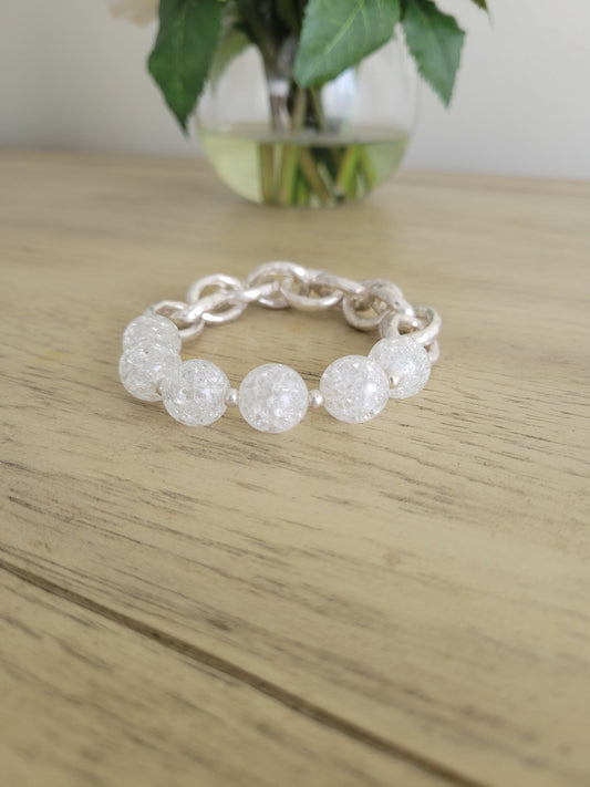 Crystal Current - White & Silver Bracelet - Alie's Boutique - Shop Alies Boutique