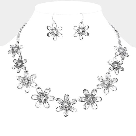 Daisy Daze - Silver Necklace - Sale-Shop Alies Boutique