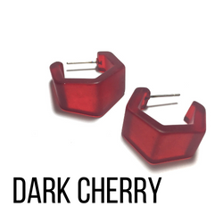 Hexagon Geo Frosted Hoop Earrings - Leetie Lovendale