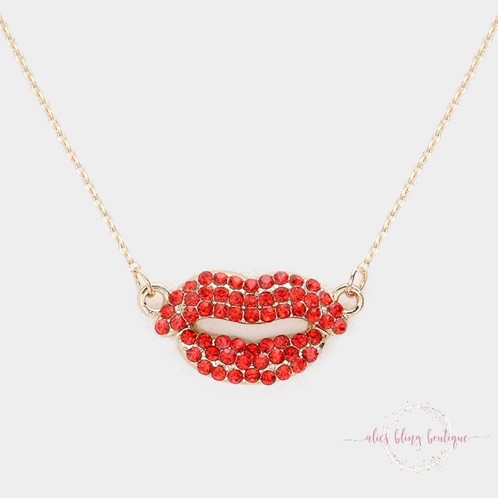 Dazzling Pout Red Necklace - Sale-Shop Alies Boutique