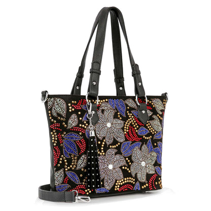 Vivid Elegance - Colorful Rhinestone Tote Handbag