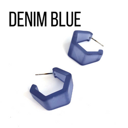 Hexagon Geo Frosted Hoop Earrings - Leetie Lovendale