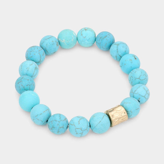 Elemental Ease – Turquoise Semi Precious Stone Beaded Stretch Bracelet-Shop Alies Boutique